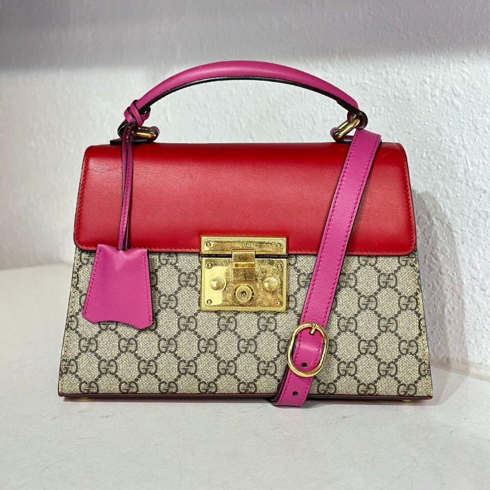 Gucci GG Logo Supreme Padlock With Top Handle Shoulder Bag